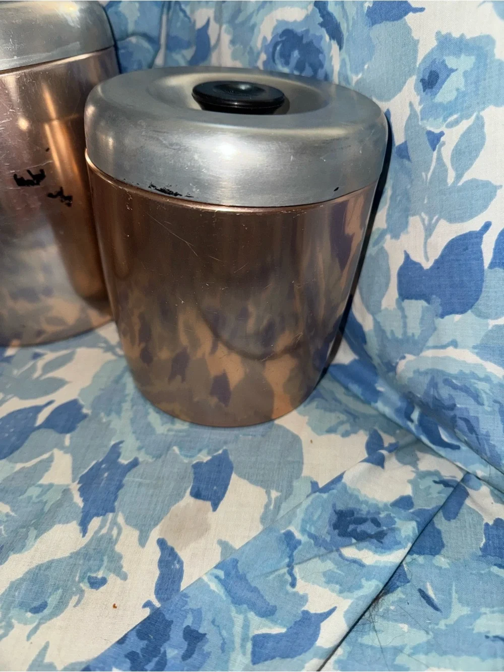 Vintage West Bend pink copper aluminum canister set